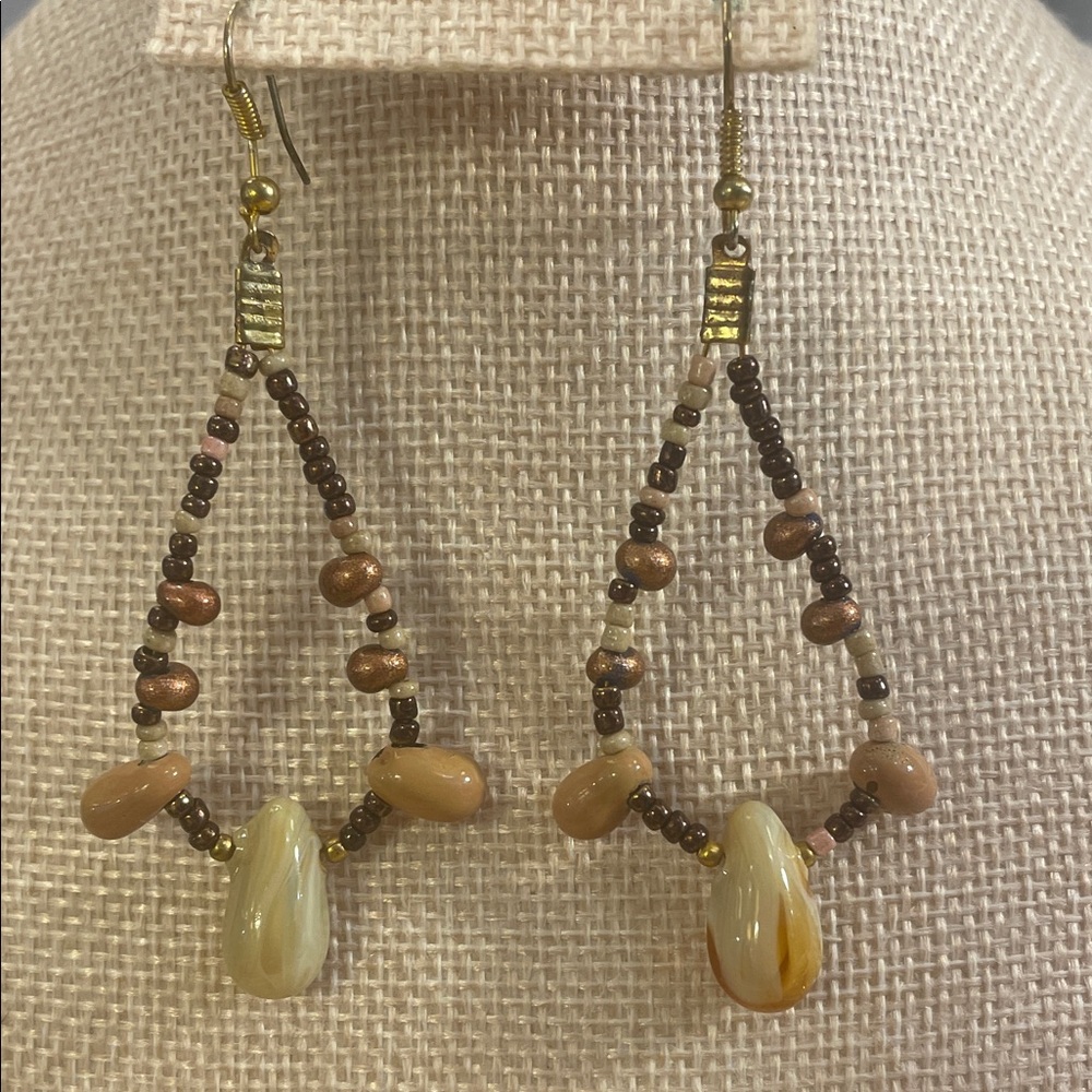 Handmade Dangle earrings Brown’s and cream’s
